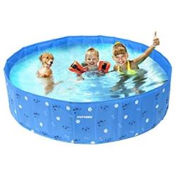 Katoggy Foldable Dog Pet Bath Swimming Pool Collapsible PVC Bathing Tub Portable Folding Wash Tub, Extra-Tough, Anti-Scratch, Easy to Drain, Anti-Slip Kiddie Pool for Large Dogs and Kids