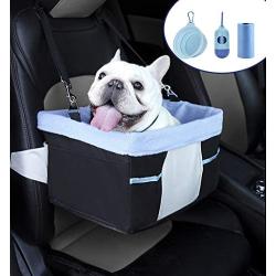 LIMETEK Pet Car Booster Seat, Elevated Car Seat for Dogs with Metal Frame Construction, Lookout Dog Car Seats for Small Dogs Pets Up to 25Lbs