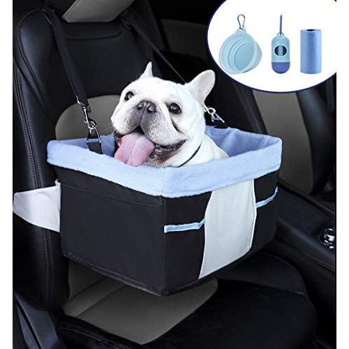 LIMETEK Pet Car Booster Seat, Elevated Car Seat for Dogs with Metal Frame Construction, Lookout Dog Car Seats for Small Dogs Pets Up to 25Lbs