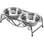Stainless Steel Raised Pet Bowl wtih Double Dog Cat Food and Water Feeder Dish Retro Iron Elevated Stand