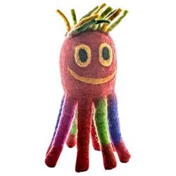 Le Sharma Eco- Octopus – Handmade 100% Natural Boiled Wool Pet Toys – Eco- Friendly Dog Toys - Organic Dog Toys- Design in USA - Small Size :9 Inches - Red Color