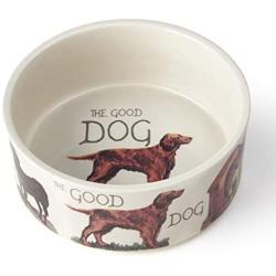 PetRageous 17007 Pet Derby Stoneware Dishwasher Safe Dog Bowl 3.5-Cup 6-Inch Diameter 2.5-Inch Tall for Medium and Large Dogs and Cats, 28-Ounce, Gray