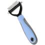 Novicey Dematting Tool for Dogs &Cats, Pet Grooming Undercoat Rake with Two-Side,Professional Stainless Steel Demat Comb Removes Loose Undercoat, Mats, Tangles and Knots Blue