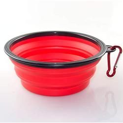 KABB Collapsible Dog Bowl, Portable Extra Large Size Foldable Expandable Silicone Pet Travel Bowl for Pet Dog Food Water Feeding, 1 Piece Red (L-0006)