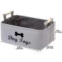 Xbopetda Canvas Dog Toy Basket Dog Treat and pet Toy Storage Bin Dog Food Storage Pet Treat Canisterv with Wooden Handle, Large(Gray)