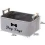 Xbopetda Canvas Dog Toy Basket Dog Treat and pet Toy Storage Bin Dog Food Storage Pet Treat Canisterv with Wooden Handle, Large(Gray)