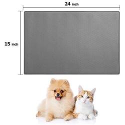 Y YHY Dog Cat Pet Food Mat, 24 Inches Dog Cat Pet Bowl Feeding Mat, Waterproof Silicone Pet Mat Large, Pet Placemat for Food and Water, Non-Toxic, Non-Slip, Anti-Messy, Dishwasher Safe