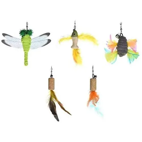 QERNTPEY Pet Toy 5pcs Cat Teaser Chaser Feather Replacement Colorful Pet Catcher Wand Stick Interact with Pets QERNTPEY Pet Toy 5pcs Cat Teaser Chaser Feather Replacement Colorful Pet Catcher Wand Stick Interact with Pets