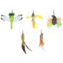 QERNTPEY Pet Toy 5pcs Cat Teaser Chaser Feather Replacement Colorful Pet Catcher Wand Stick Interact with Pets