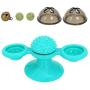 PET ARTIST 3 Pieces Windmill Cat Toy - Suction Cup Interactive Funny Cat Toy with Bell and Catnip Ball - Turntable Massage Scratch Pet Toy