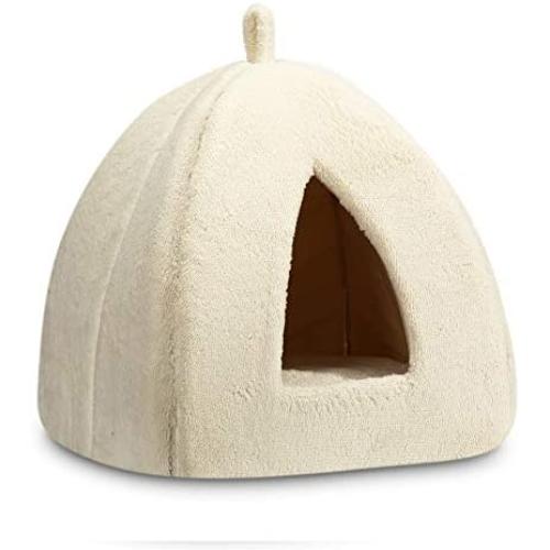 Hollypet Self-Warming 2 in 1 Foldable Cat Bed, Comfortable Triangle Kittens Cave Tent House