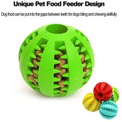 Dog Ball Toys for Pet Tooth Cleaning/Chewing/Playing, Iq Treat Ball Food Dispensing Toys of 2 Pcs Non-Toxic Soft Rubber Ball (Light Blue&Green)