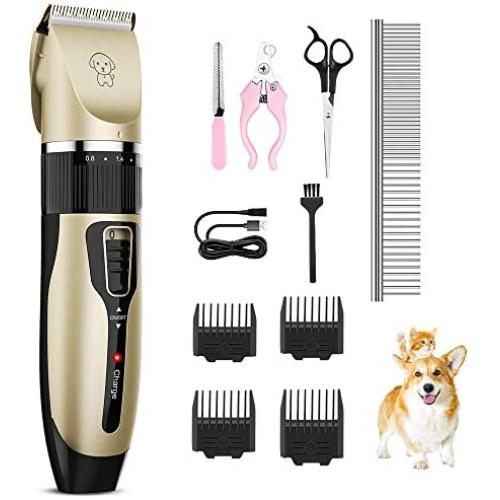 iThrough Dog Clippers for Grooming, Dog Grooming Clippers Kit - Pet Clippers for Dogs - Low Noise Dog Hair Trimmer Dog Shears Shaver Clippers for Cats, Small Dogs & Large Dogs
