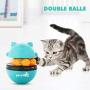 Pecute Cat Toy Interactive Cat Tumbler Toy Ball Pet Treat Leaking Toy with Dual Rolling Balls & Teasing Wand for Cats Kitten Puppy Exercise