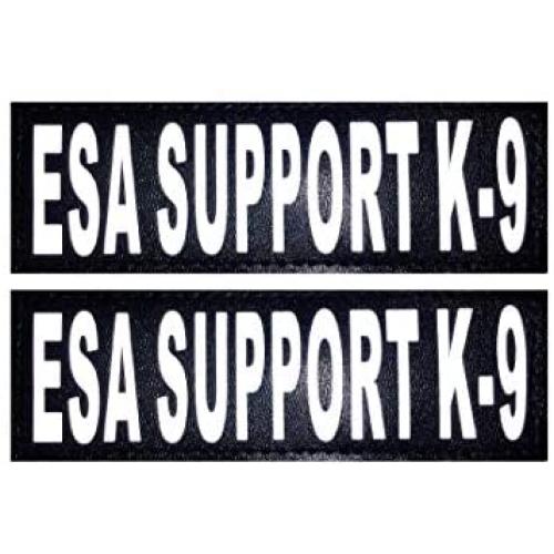 Doggie Stylz Set of 2 Reflective ESA Support K-9 Removable Patches with Hook Backing for Working Dog Harnesses & Vests. Durable and Interchangeable - Comes in 3 Sizes Small, Medium and Large