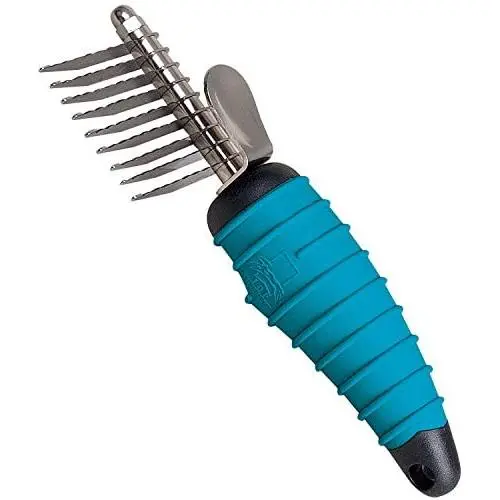 Master Grooming Tools Steel 9-Blades Dematting Ergonomic Pet Comb with Rubber Handle Master Grooming Tools Steel 9-Blades Dematting Ergonomic Pet Comb with Rubber Handle