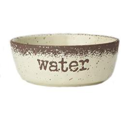 PetRageous 15019 Crockery Stoneware Water Dog Bowl with 4 Cup Capacity 6.5 Inch Diameter by 2.25 Inch Tall Great for Medium and Large Sized Dogs and Cats, Natural Speckled