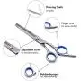 Dog Grooming Scissors with Safety Round Tips, Heavy Duty Titanium Pet Grooming Trimmer Kit, Professional Thinning Shears, Straight Scissors with Comb for Dogs and Cats (Set of 3)
