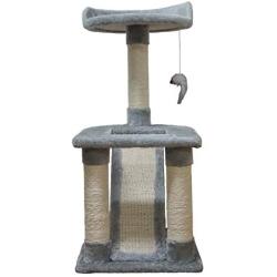 FISH&NAP US02H Cat Tree Cat Tower Cat Condo Sisal Scratching Posts with Jump Platform and Ladder Cat Furniture Activity Center Kitten Play House Grey …