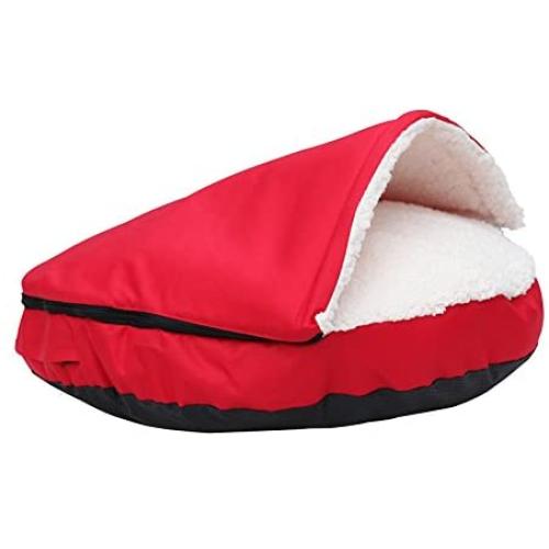 long rich Durable Oxford to Sherpa Pet Cave and Round Pet Bed, 25'', with Removable top and Insert, by Happycare Textiles