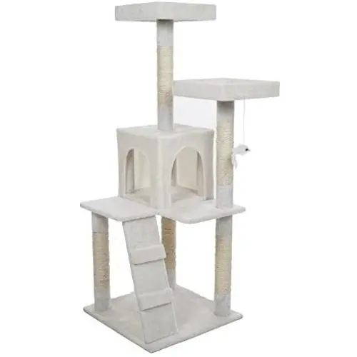PETMAKER Penthouse Sleep & Play Cat Tree, 4, White PETMAKER Penthouse Sleep & Play Cat Tree, 4, White