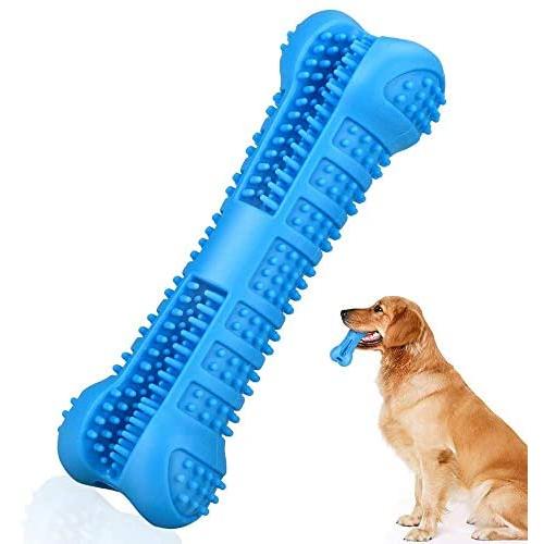 CHZHENG Dog Toothbrush Toy, Silicone Pet Molar Tooth Cleaner Brushing Stick Puppy Dental Care Dog Toy Accessories for Large Medium Small Dogs - Fun to Chase and Fetch,Blue