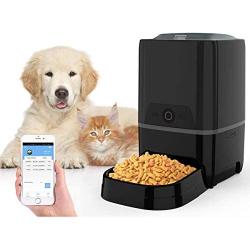 Iseebiz Automatic Pet Feeder, 6L App Control Cat Dog Feeder, Wifi-Enabled with Transparent Lid, Voice Record Remind, Time Programmable, Portion Control, IR Detect, 8 Meals A Day Large Medium Cats Dogs