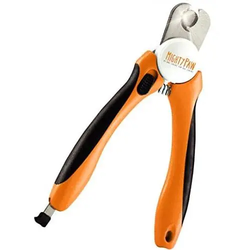 Mighty Paw Dog Nail Clippers | Pet Nail Trimmers & Nail File Set Includes a Built-in Safety Guard to Avoid Cutting Too Short. Stainless Steel Blade & Ergonomic Handle. Vet Recommended.