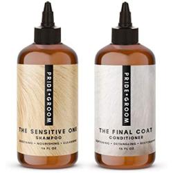 PRIDE AND GROOM - The Sensitive ONE Box Set, Bottle of Pet Shampoo and Conditioner, 32 oz.