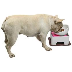 WZ PET Raised Ceramic Dog Feeding Bowl,Adjustable Elevated Dog Bowls Set Anti-Slip,Standing Pet Feeding Dish for Small Medium Dogs and Cats