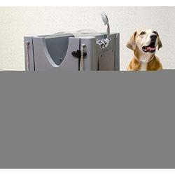 Pet Wash Enclosure with Splash Guard, Wheels & Removable Shelf