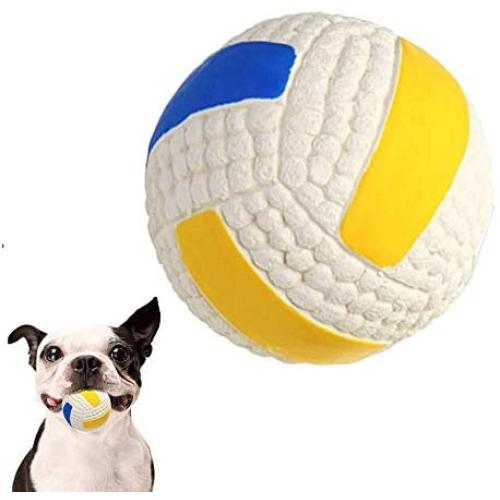 DAWEIF Play Interactive Bite Ball Chewer Dog Chew Toy Squeaky Soft Latex Chewer Floating Bouncing Ball(D Large Volleyball)