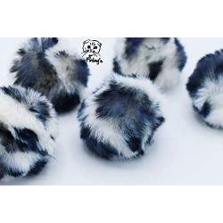 FINLAYS Large Plush Soft Faux Fur Patch Puff Pom Balls Cat Toy 5 Pack (Gray)