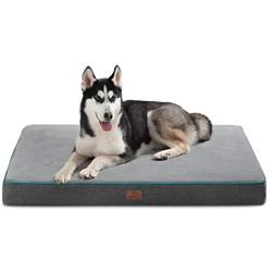 Bedsure Large Memory Foam Orthopedic Dog Bed - Washable Dog Crate Mat with Removable Cover and Waterproof Liner - Plush Flannel Fleece Top with Nonskid Bottom for Medium, Large and Extra Large Dogs