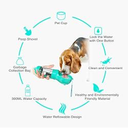 Dog Water Bottle for Walking, Pet Travel Water Drinking Cup With Collapsible Dog Bowl Waste Bag for Dogs and Poop Shovel, Portable Dispenser for Puppy, Cats, and Other Animals Outdoor Hiking Park