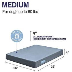 BDEUS Orthopedic Waterproof Dog Bed Gel-Infused Memory Foam Pet Bed for Large and Small Dogs , Plush Dog Bed Mattress for Joint Relief, Machine Washable Cuddler with Removable Cover for Dogs and Cats