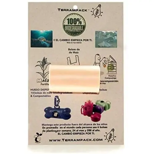 TERRAMPACK Dog Waste Bag - 20 Corn Bags Biodegradable & compostable ROLL Replacement, Poo Colleter Bags for Dogs TERRAMPACK Dog Waste Bag - 20 Corn Bags Biodegradable & compostable ROLL Replacement, Poo Colleter Bags for Dogs