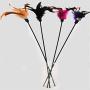 Monliyan 4 Pcs Funny Pet Cat Kitten Play Sticks Wand Rod Classic Feathers Teaser with Bell Elastic Cat Interactive Cat Toy