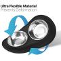 Flexzion Double Dog Bowl Feeding Station, Skid Proof Silicone Base with Spill Proof Raised Lip & Two 12oz Stainless Steel Bowls for Food and Water, Ideal for Small to Medium Size Dogs Cats Pet