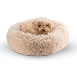 HZBOYA Plush Round Pet Bed for Cats or Small Dogs Soft Donut Calming Cushion Bed Enjoy Sleep, Anti-Slip Durable Machine Washable Self Warming Indoor