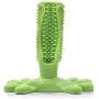 Dog Toothbrush Chew Toy - Teeth Cleaning Tough Chew Proof Dog Toy, Soft Durable Puppy Dental Care Teeth Cleaning Stick Toy, Longer Brush Head More Bite Resistant Dog Toy, Green M