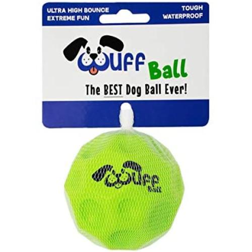WUFF BALL - The Best Dog Ball Ever! Fun Durable Ultra Bouncy Green Fetch Dog Toy, Fits Ball Launcher