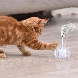 N/W Electric Cat Toy Interactive Electronic Cat Toy USB Charging 360 Degree Self Rotating Ball Automatic Feather Cat Toy for Cat Kitten