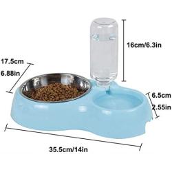 Hovico tainless Steel Dog Bowl Detachable Self-Distributing Gravity Pet Water Drinker and Feeder,Pet Food Water Feeder with Automatic Water Bottle