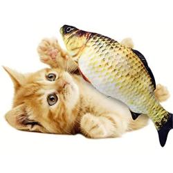 XINZAFEY Fish Cat Toy, Electric Moving Fish, Flopping Fish Cat Toy, Realistic Plush Rocking and Bouncing Fish, Lifelike Interactive Fish Toys, Catnip Toy, Fun Toy for Children Gold