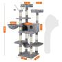 FEANDREA Cat Tree, Large Cat Tower, 64.6 Inches, Cat Activity Center with Hammock, Basket, Removable Fur Ball Sticks, Cat Condo