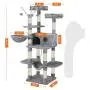 FEANDREA Cat Tree, Large Cat Tower, 64.6 Inches, Cat Activity Center with Hammock, Basket, Removable Fur Ball Sticks, Cat Condo