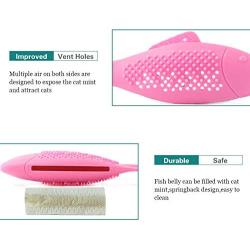 rayley Catnip Toys, Cat Toothbrush Chew Toy Interactive Cat Fish Shape Toothbrush Refillable Teeth Cleaning Chew Pet Supplies for Kitten Kitty Cats (2pack)
