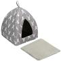 Hollypet Self-Warming 2 in 1 Foldable Comfortable Triangle Cat Bed Tent House, Gray Antlers