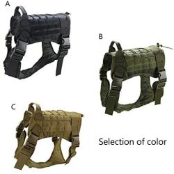 DGSD Tactical Dog Harness with Metal Buckle,Working Pet MOLLE Vest with Handle, Easy Control Handle for Large Dog Walking, Hook and Loop for Dog Patch, No Pulling Front Leash Clip,C,M